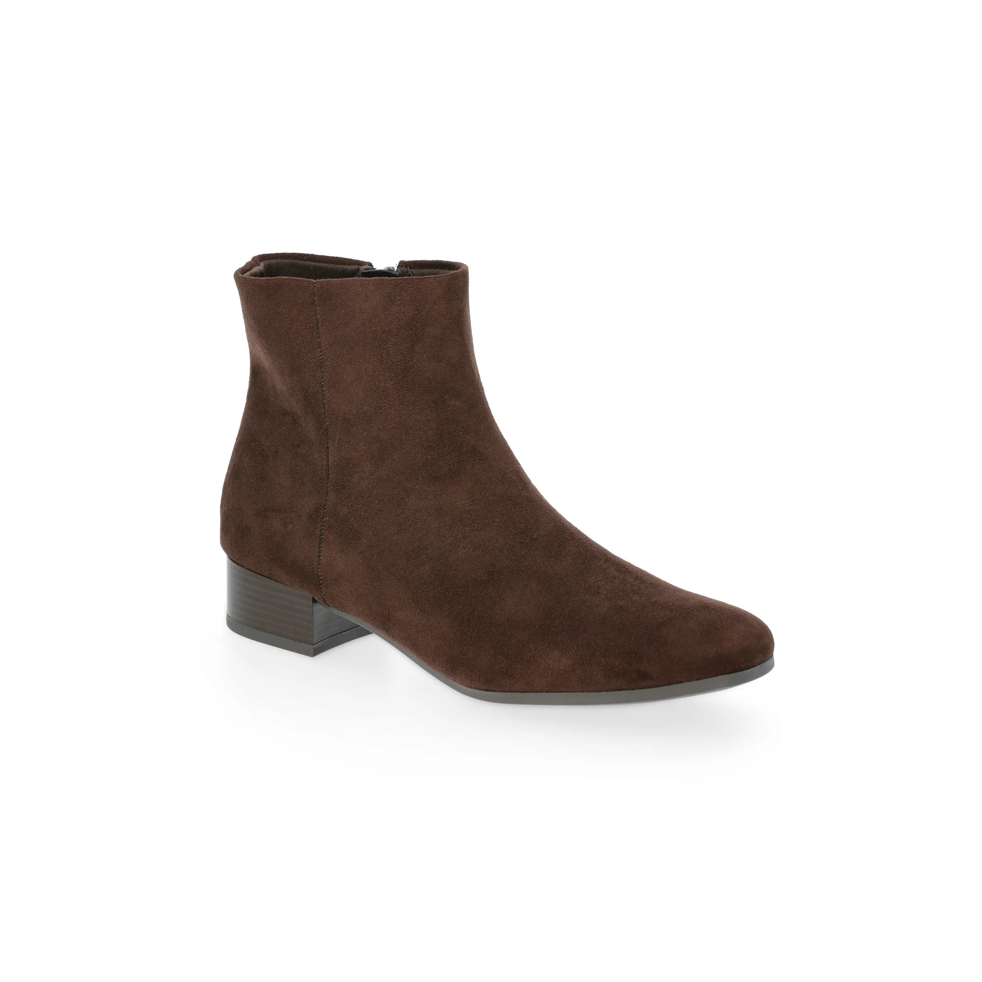 Time and Tru Women's Faux Suede Ankle Boots, Wide Width Available | Walmart (US)