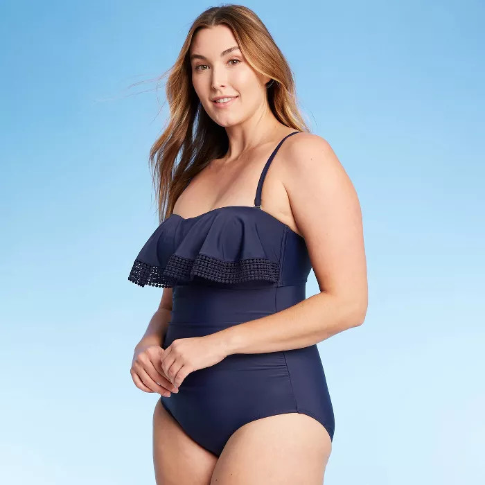 Women's Crochet Flounce Classic One Piece Swimsuit - Kona Sol™ | Target
