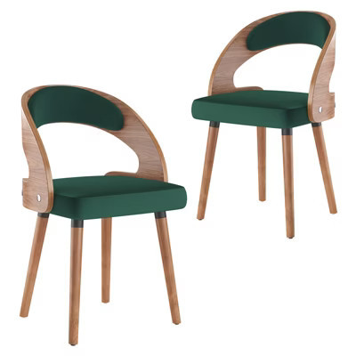MAYEERTY Dining Chairs Set of 2, Modern Curved Back Upholstered Wood Dining Chairs for Kitchen Living Room, Dark Green | Target