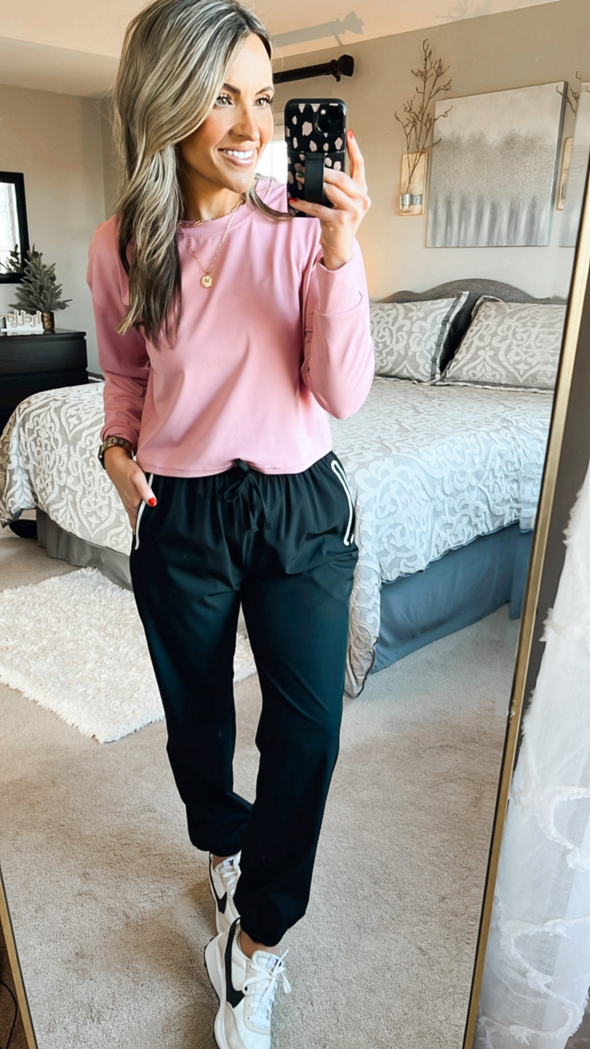 These joggers & top are perfect athletic outfit. Joggers are high waisted, breathable & light weight. The top is buttery soft, comfortable, moisture wicking & perfectly thick 👌 I’m wearing size small in both, color pink in top 

#LTKstyletip #LTKfitness #LTKsalealert