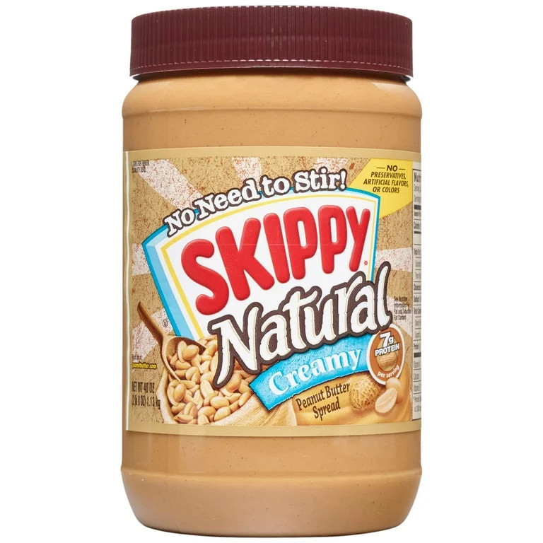 SKIPPY Natural Creamy Peanut Butter Spread, 7 G Protein per Serving, Plastic Jar 40 oz | Walmart (US)