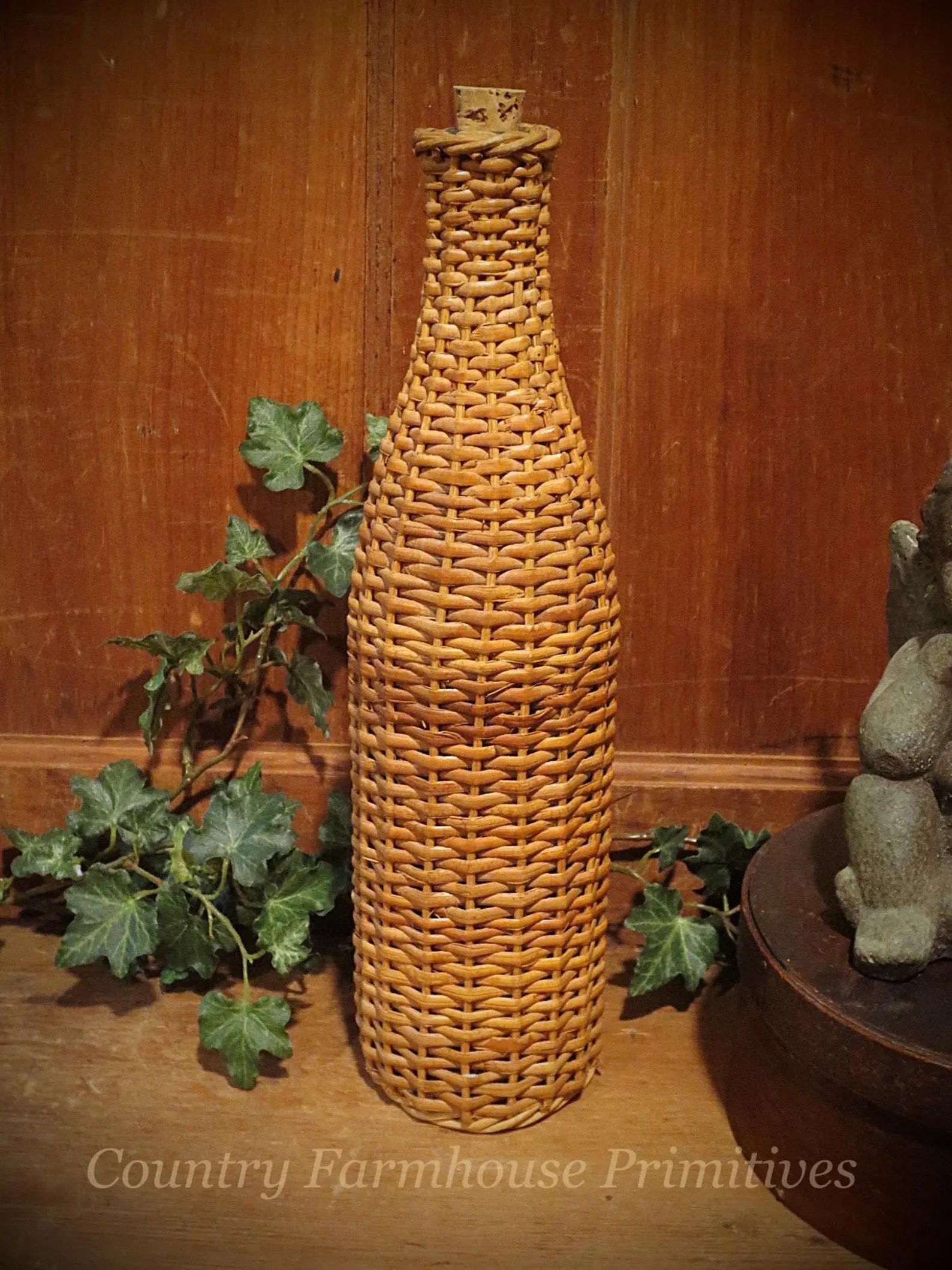 Vintage Wicker Wine Bottle | Primitive Antiques | Vintage Demijohn Jug - Etsy | Etsy (US)