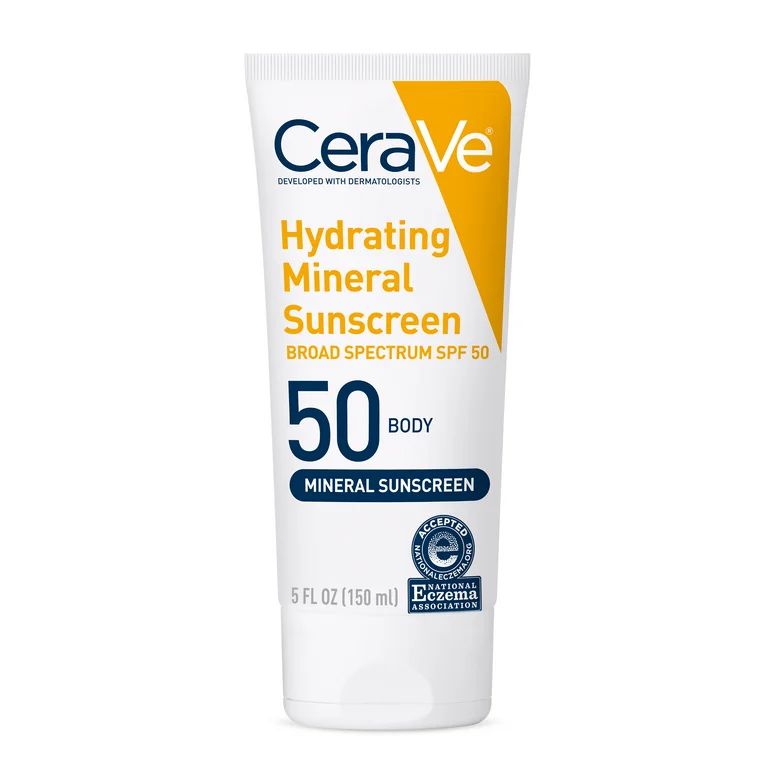 CeraVe Hydrating Body Mineral Sunscreen Lotion SPF 50 for All Skin Types, 5 fl oz - Walmart.com | Walmart (US)