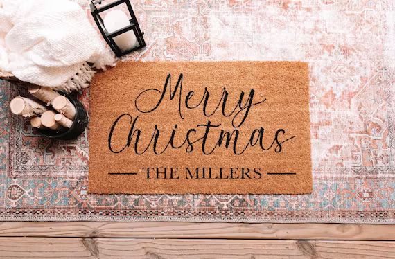 Personalized Christmas Doormat Christmas Welcome Mat Merry - Etsy | Etsy (US)