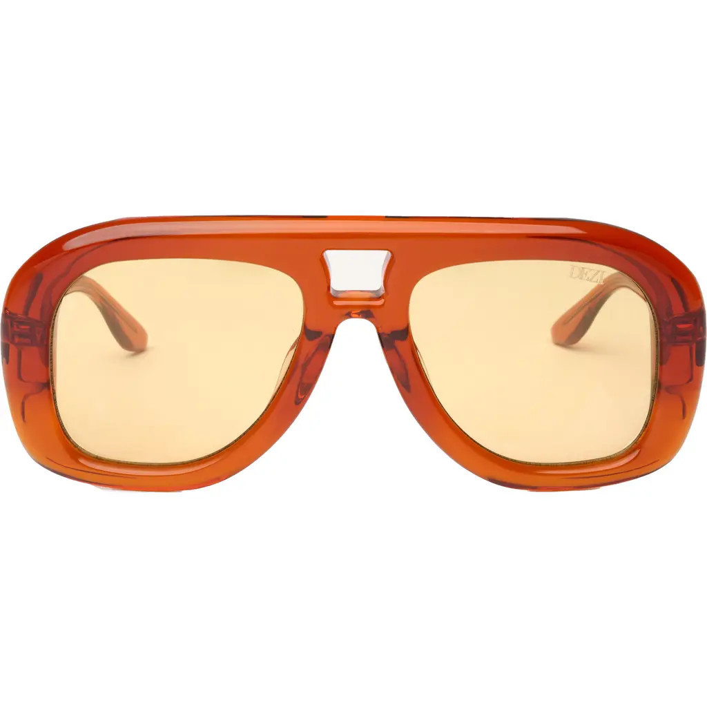 DEZI Pusha 55mm Shield Sunglasses in Burnt Caramel /Yellow at Nordstrom | Nordstrom