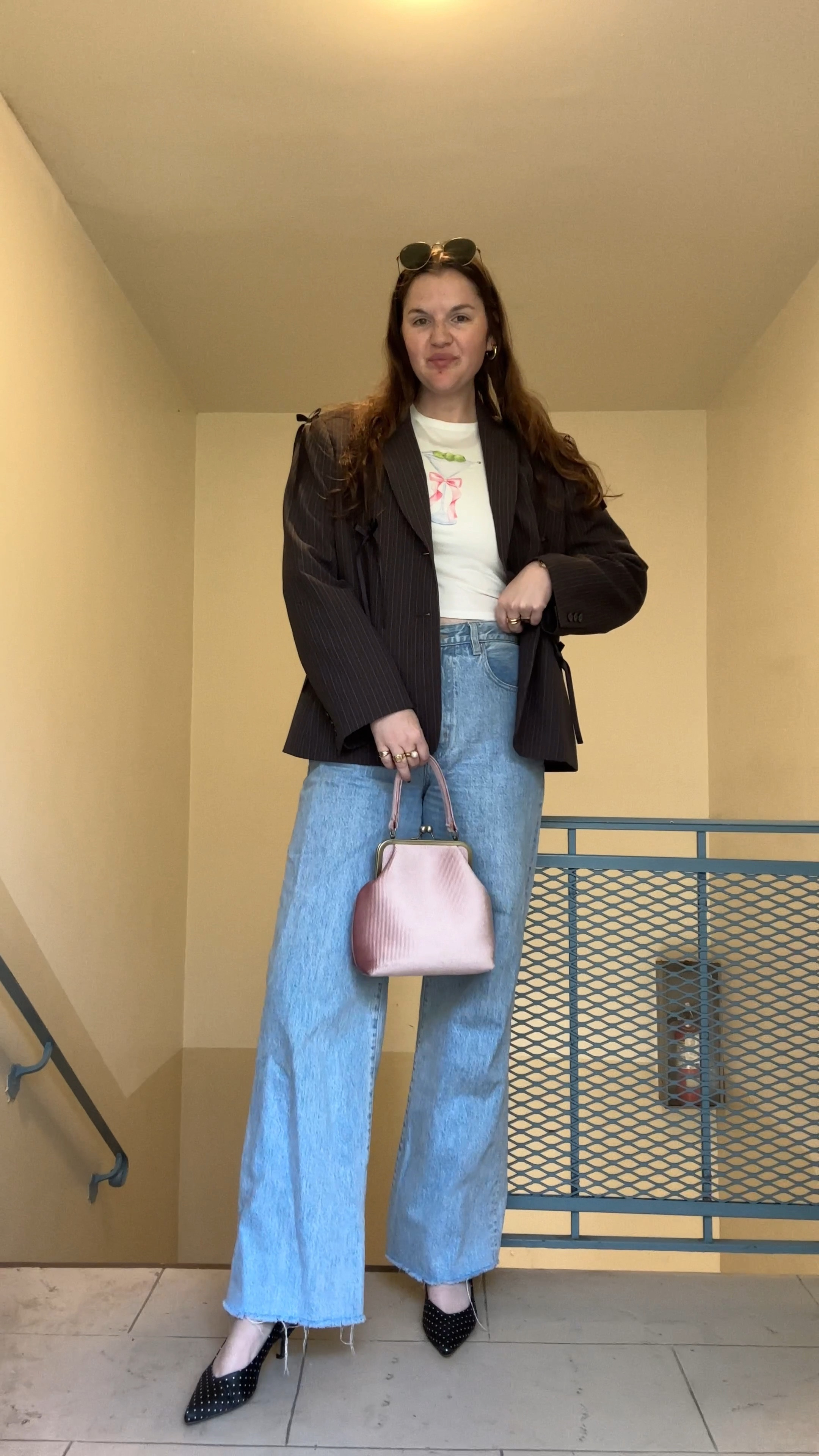 amazon Baby Graphic Tees for Women Y2K Short Sleeve Aesthetic Cartoon Pattern Print T Shirt E Girls Cute Summer Crop Tops, martini t-shirt, budget friendly, black blazer with bows, dark grey pinstripe blazer, shopbop SLVRLAKE Grace High Rise Wide Leg Jeans, denim, spring / summer, work outfit, office outfit, rayban round sunglasses, gold jewelry from Amazon (hoop earrings, rings), GANNI Satin Polka Dot Print Slingback Pumps, black and white kitten heels, pink top handle bag / purse

#LTKstyletip #LTKfindsunder50 #LTKfindsunder100