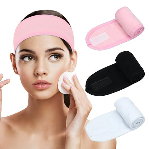 Mevodeata Adjustable Terry Cloth Facial Spa Headband for Women - Perfect Hair Band for Washing Face, Shower, Facial Mask, and Skincare - Non-Slip, Stretchable, 3 Pack - Ideal for Makeup and Hair Wrap | Amazon (US)