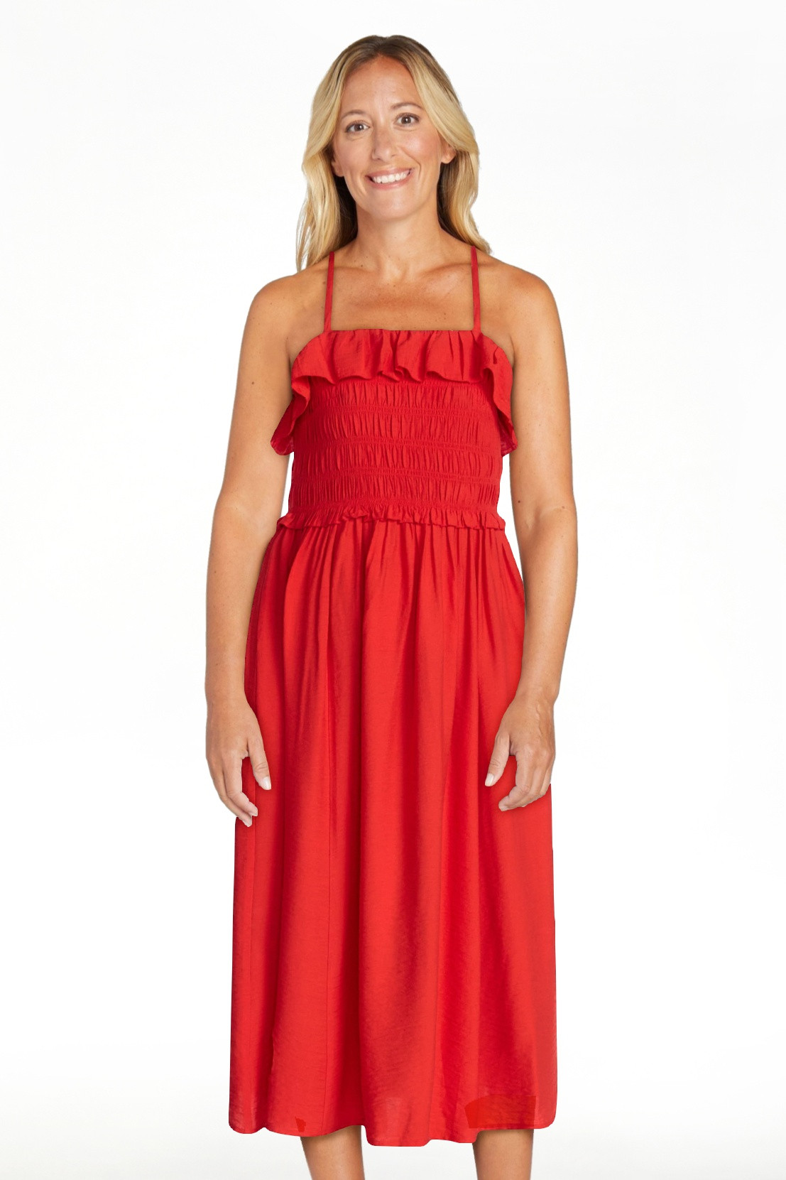 Time and Tru Women's Sleeveless Smocked Midi Dress, Sizes XS-XXXL | Walmart (US)