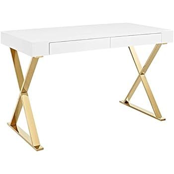 Modway EEI-3030-WHI Sector Office Desk, White Gold | Amazon (US)