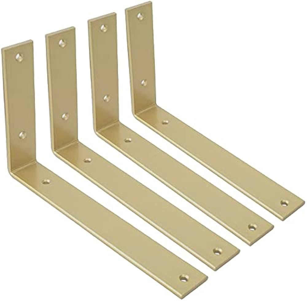 WINKER Shelf Bracket 10 Inch 10 Inchx6 Inchx1.5 Inch Heavy Duty Gold Brackets for Shelves Corner ... | Amazon (US)