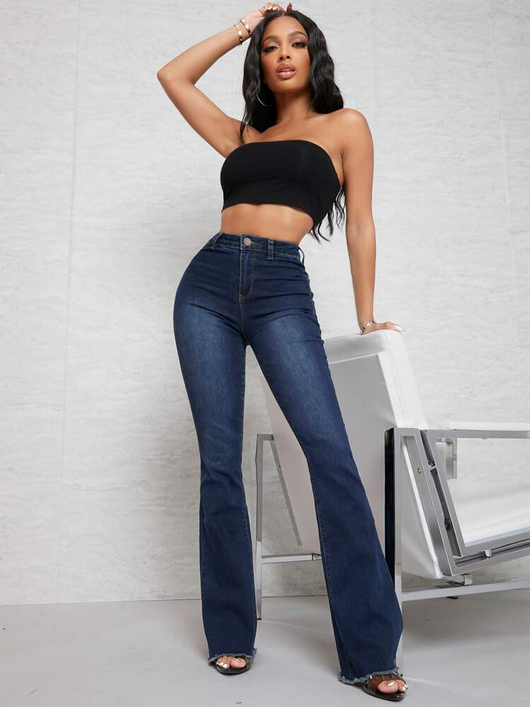 SHEIN SXY Curvy High Waist Flare Leg Jeans | SHEIN