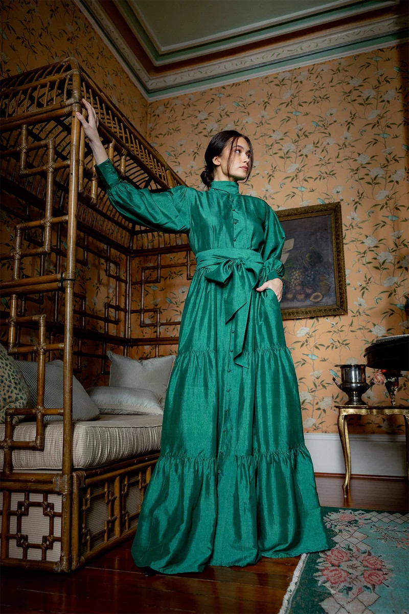 Élysée Gown | Emerald Green Silk Taffeta | SUE SARTOR