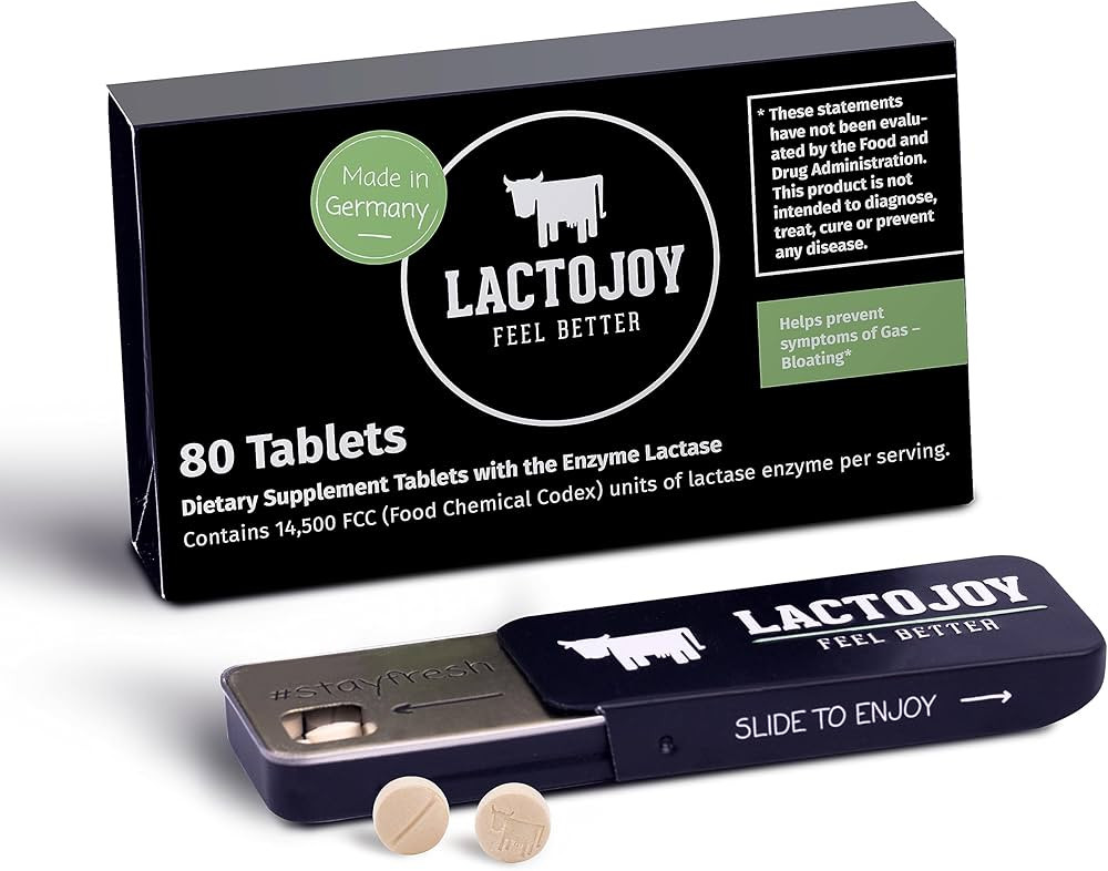 LactoJoy Lactase Pills 14,500 I 80 Pieces I Powerful Lactase Enzymes for Lactose Intolerance I Ul... | Amazon (US)