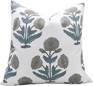Vintage Handmade Block Floral Print Thick Cotton White 14x20 Inch Throw Pillowcase Cushion Cover ... | Amazon (US)