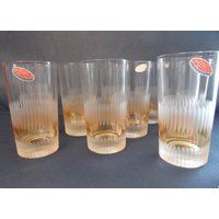 12 Cut Crystal Drinking Glasses/Vintage Elegant Two Tone Smaller Tumbler Set Meier Crystal, Beaver V | Etsy (US)