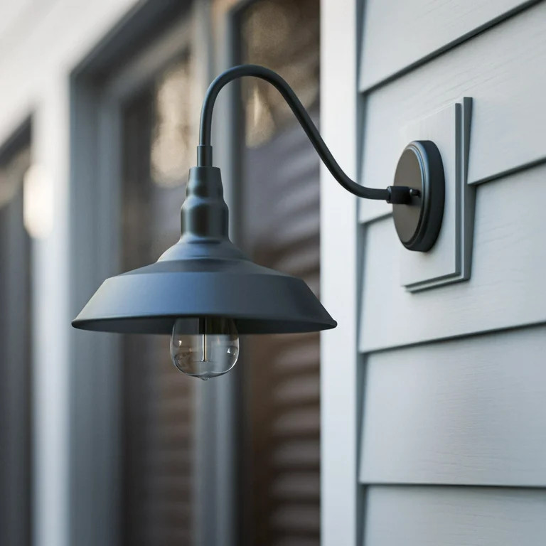 Kenroy Home Dale 10'' Outdoor 1-Light Wall Sconce Light Fixture with Black Metal Round Shade for ... | Walmart (US)