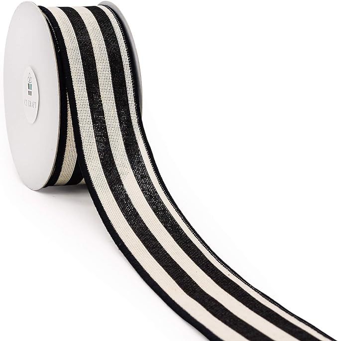 CT CRAFT LLC Stripes Canvas Cotton Ribbon for Christmas, Home Decor, Gift Wrapping, DIY Crafts, 1... | Amazon (US)