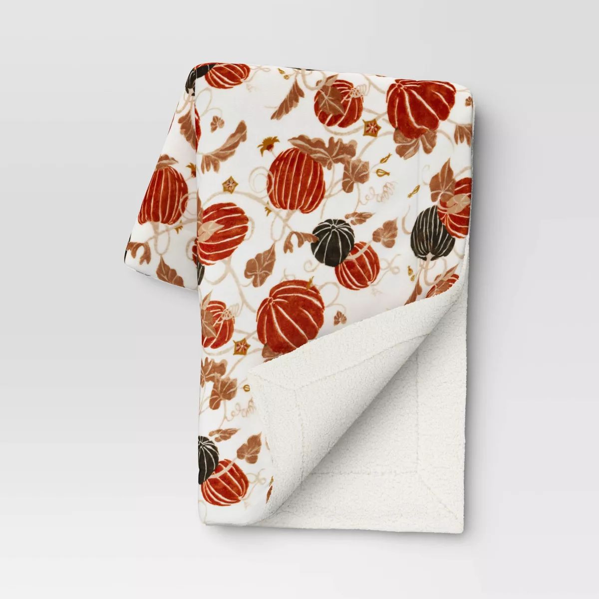 Pumpkin Printed Plush with Shearling Reverse Throw Blanket - Threshold™ | Target