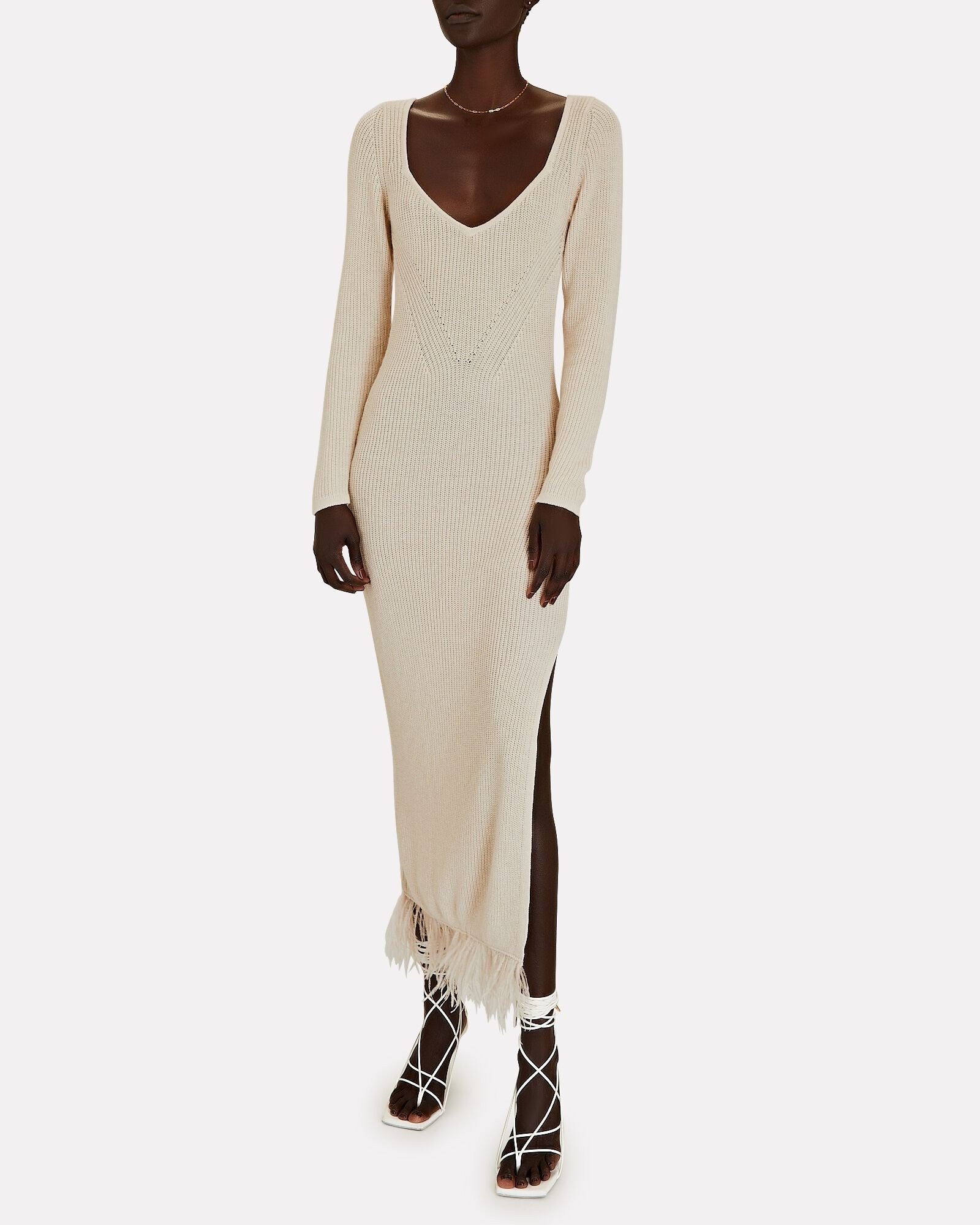 Evielou Feather-Trimmed Sweater Dress | INTERMIX