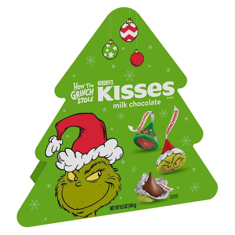 Hershey's Kisses The Grinch Milk Chocolate Christmas Candy, Gift Box 6.5 oz | Walmart (US)
