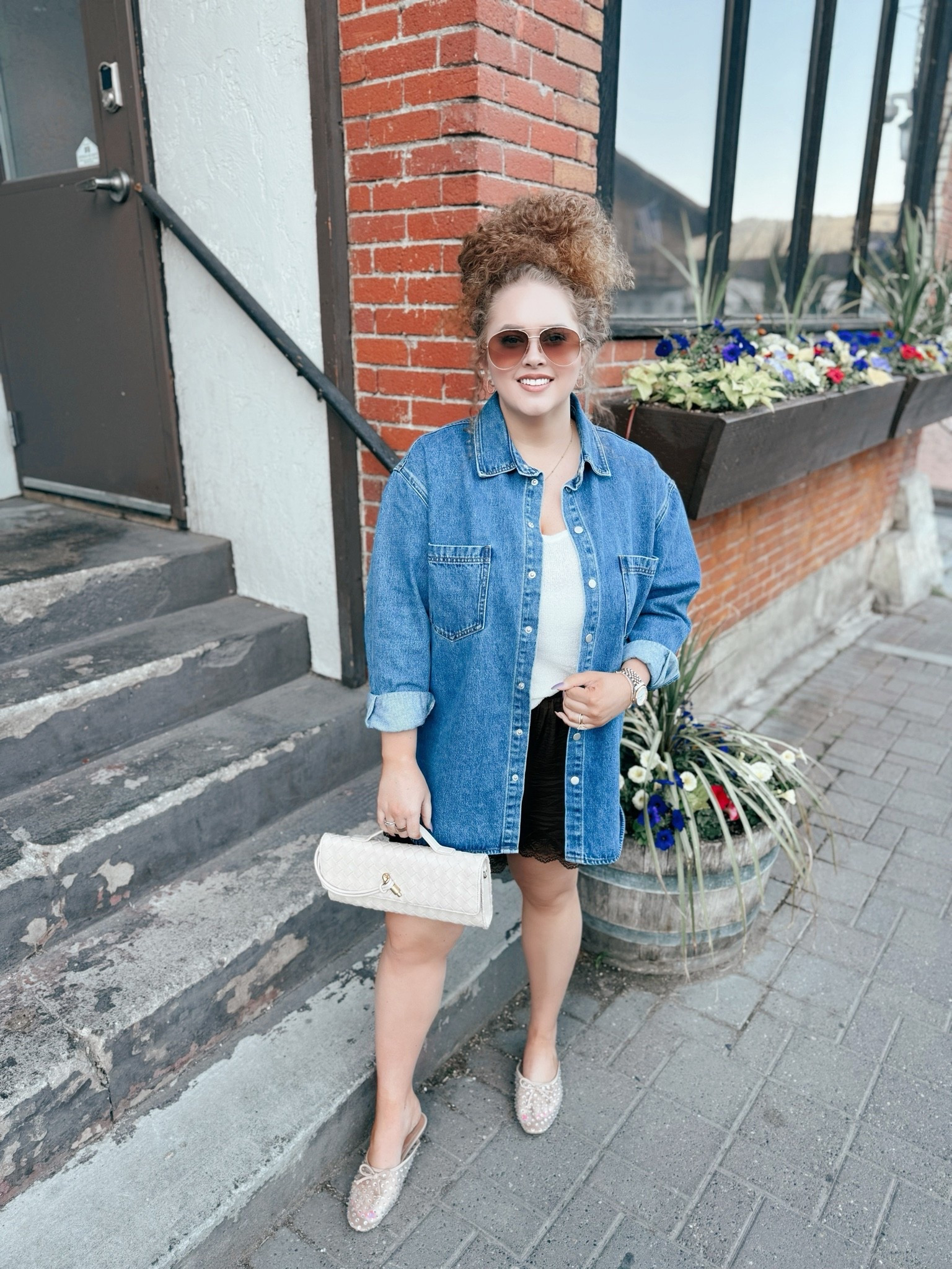 Mountain town dinner dates >>> 🤎✨ Wore this cozy little vacay look out for dinner and I’m obsessed with how chic the silk lace shorts looked paired with an oversized denim shacket. Comfy enough for walking around town after dinner but still felt so cute 🥂🌲 vacation outfit | washington vacation style | mountain town outfit | dinner date outfit | silk shorts outfit | lace trim shorts | denim shacket outfit | oversized denim jacket | date night style | summer night outfit | chic casual outfit | amazon fashion | boho style | vacation dinner look | cozy chic outfit | neutral outfit inspo | girls night outfit | elevated casual style | summer layering | trendy outfit ideas 🤎

#LTKootd #LTKgrwm #LTKTravel