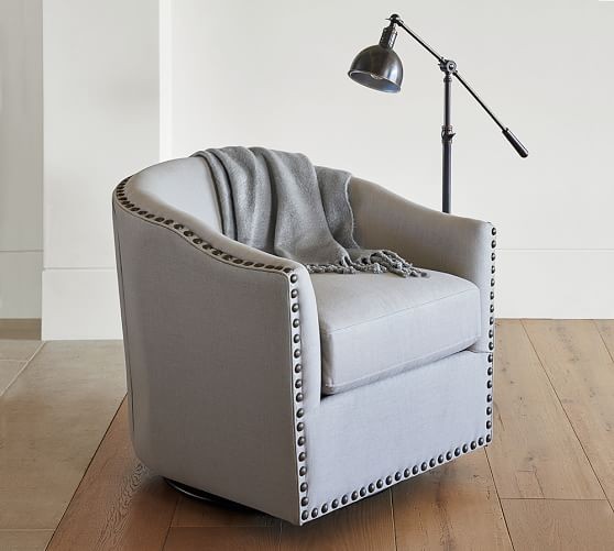 Harlow Upholstered Swivel Armchair | Pottery Barn (US)