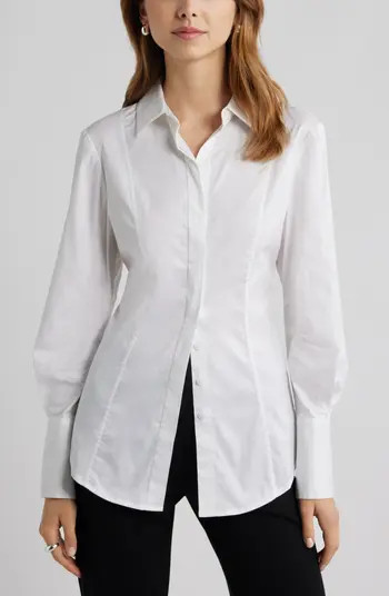Seam Detail Split Back Stretch Cotton Poplin Shirt | Nordstrom