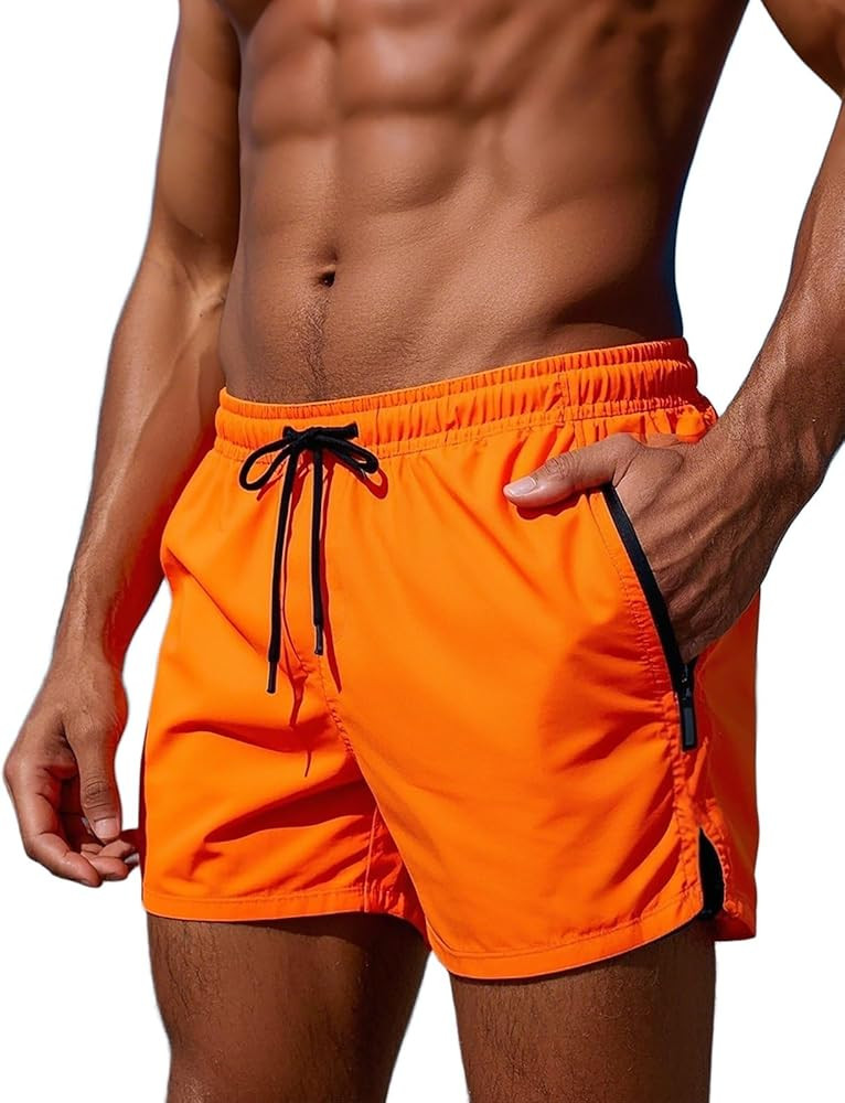 Mens Swim Trunks 5" with Mesh Lining Quick Dry Beach Shorts with Zipper Pockets Sports Board Shor... | Amazon (US)