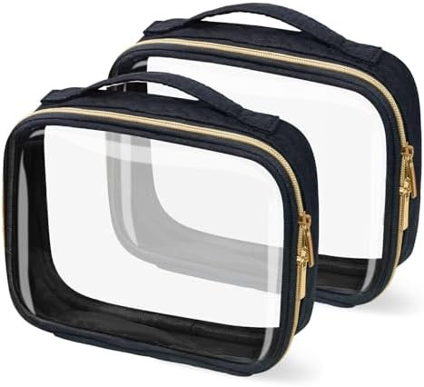 TSA Approved Travel Toiletry Bag,2 Pack Clear Makeup Bags with Handles,Quart Size Clear Cosmetic ... | Amazon (US)