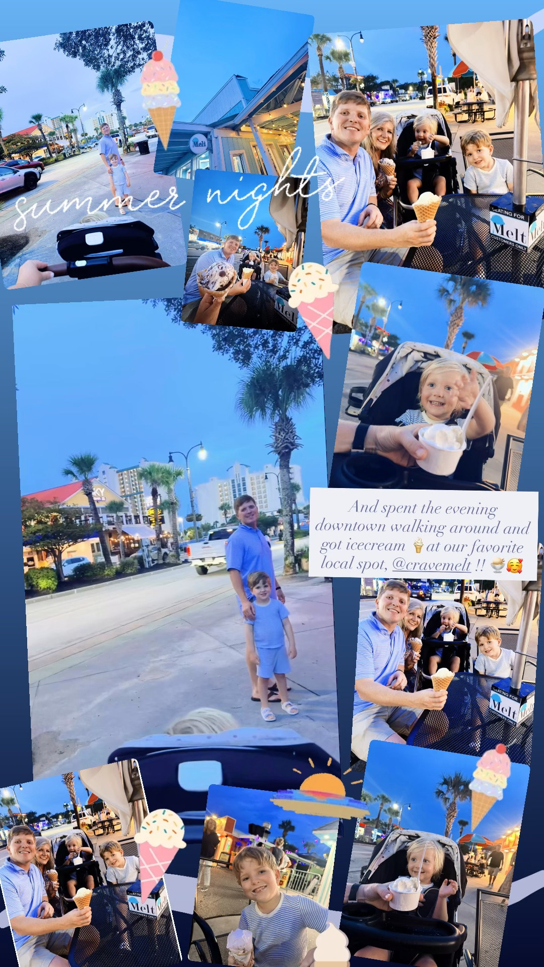 And spent the evening downtown walking around and got icecream 🍦at our favorite local spot, @cravemelt !! 🍨🥰