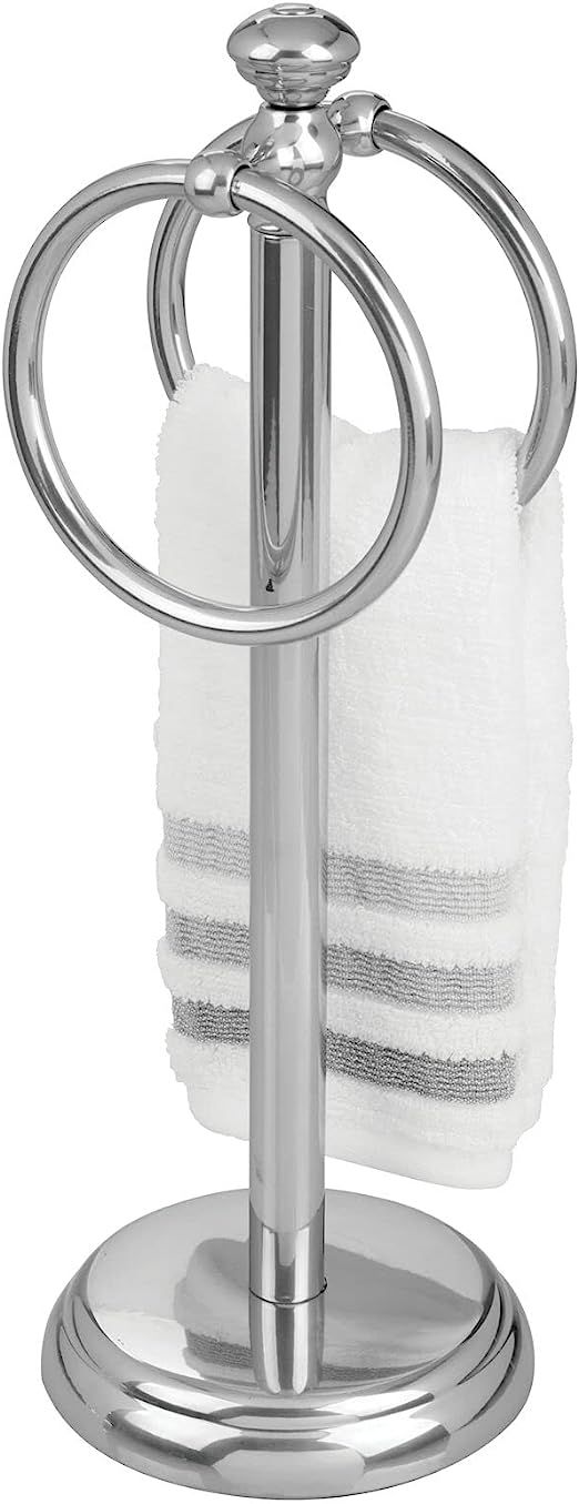 mDesign Steel Towel Rack Holder Stand with 2 Hanging Rings for Bathroom Vanity Countertops - Spac... | Amazon (US)