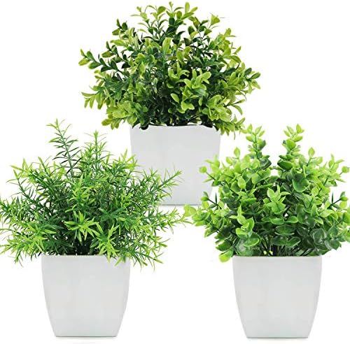LELEE Artificial Potted Plants Mini Fake Plants, 3 Pack Eucalyptus Potted Faux Decorative Green G... | Amazon (US)