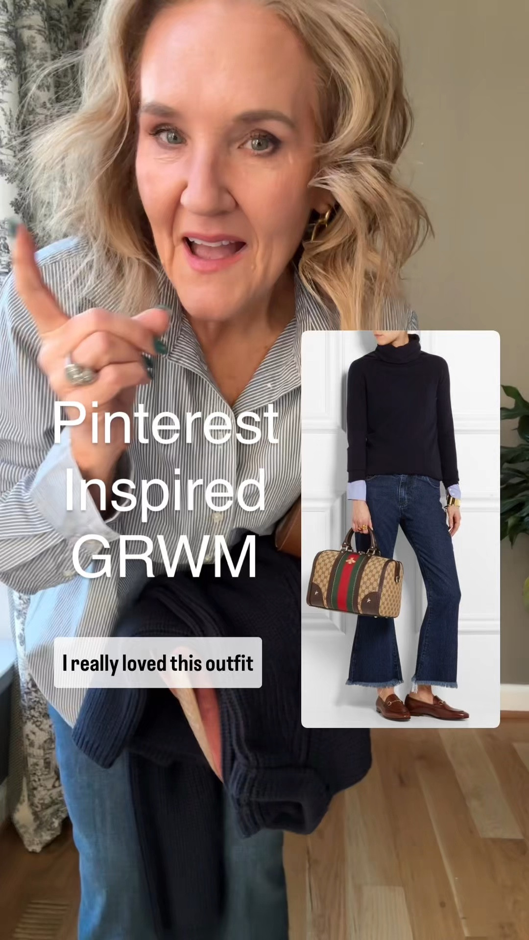 This was fun. Something different. Should I do more? 

I’ll link my outfit. I am also going to link a Dudley Stephens Vello fleece in navy because that’s what I really wish I had for this look. I wear a size Large at Dudley 

Blouse is oversized. I’m wearing a large 
Jeans I cut about 2” off the raw hem. These are a 10. 
Quince cotton sweater is an XL. I’d say it’s true to size but you can see it’s quite oversized in the XL. 
My birdies flats are so comfy, I love them. I’ll link a couple loafers too. 

My Gucci bag is a splurge and a treat. If you’re considering one, this is a great one. Also linking another thanks under $2k and a big wow. The tote I’m linking just might be my next bag. 


Pinterest inspired navy sweater dark wash jeans kut from the kloth meg jeans 

#LTKOver40 #LTKWatchNow #LTKFindsUnder100