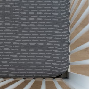 Dusty Blue Horizon Crib Sheet | Mebie Baby