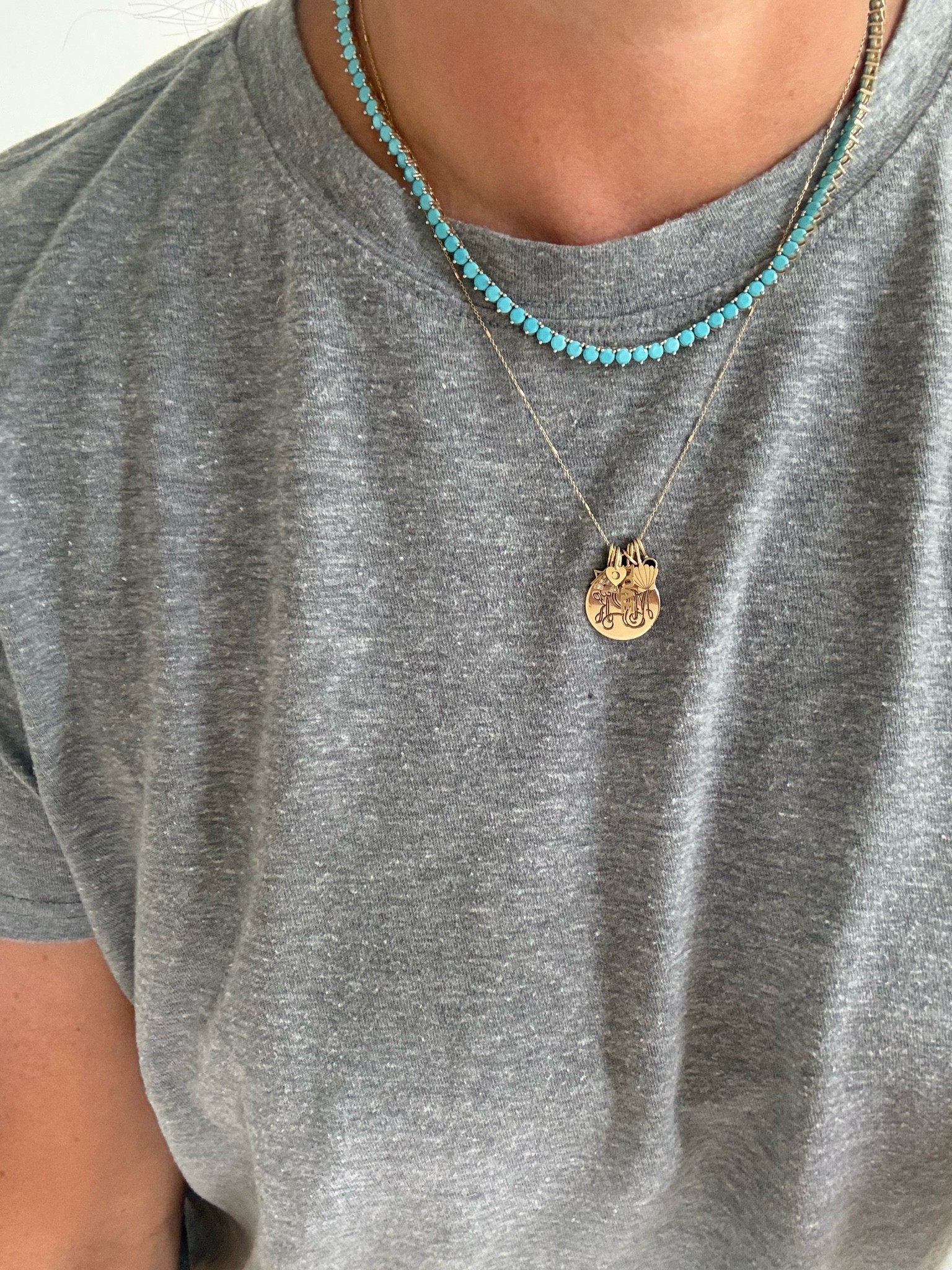 Recent necklace stack on repeat! My custom charm necklace and this gorgeous turquoise choker!

#LTKootd #LTKmomlife #LTKdayinmylife