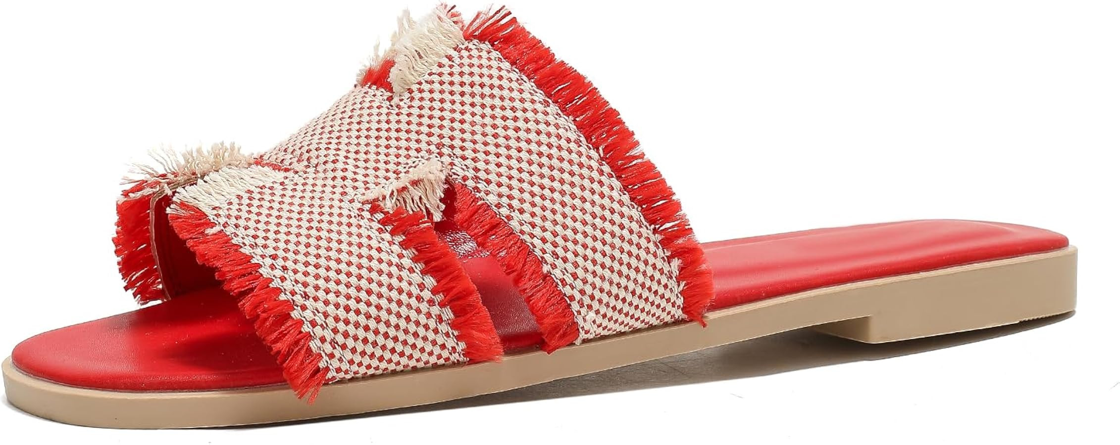 Stratuxx Kaze Women's Flat Slides Sandals Open Toe Flat Sandals Fringe Flats Sandals | Amazon (US)