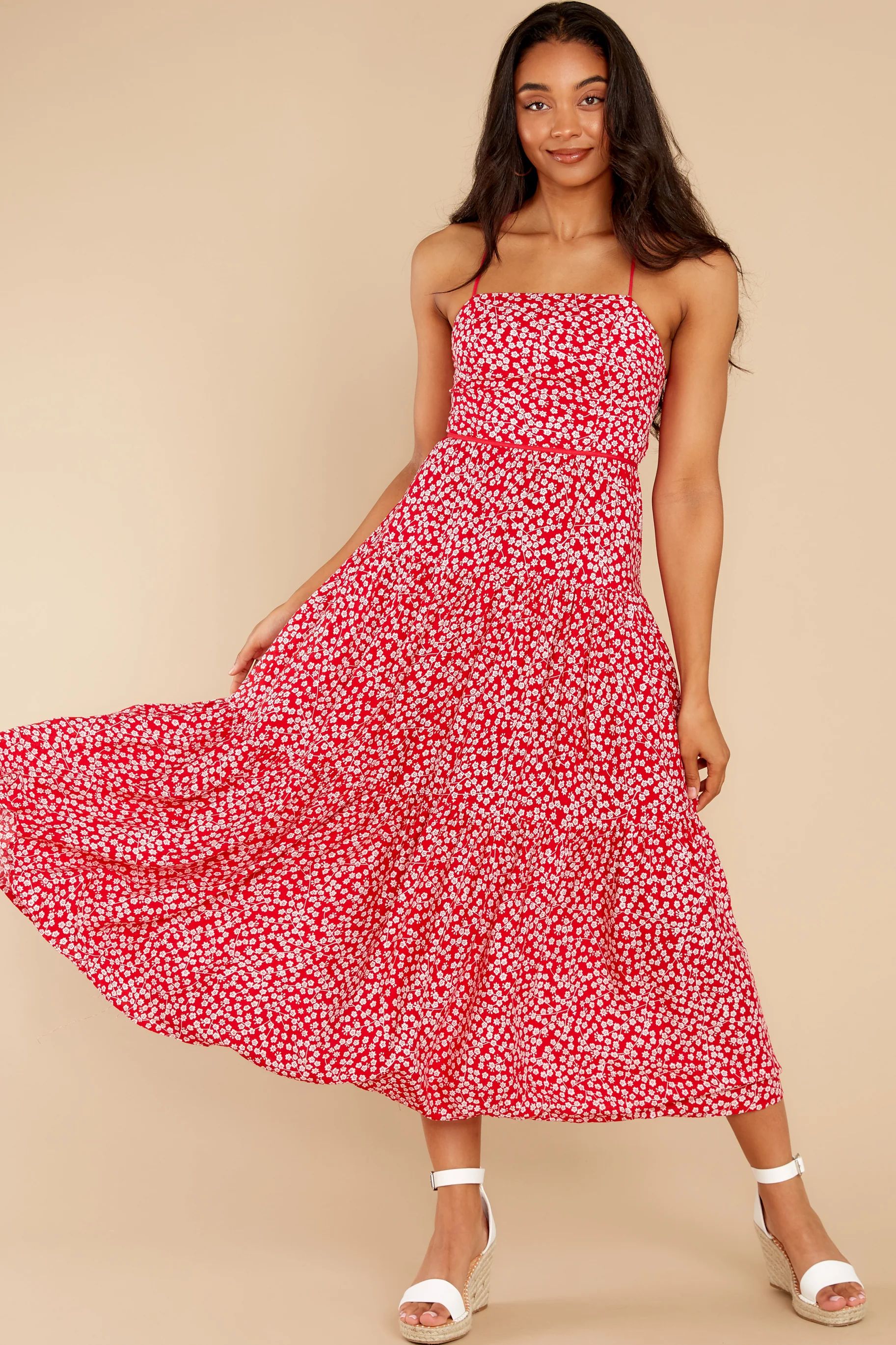 Too Perfect Red Floral Print Maxi Dress | Red Dress 
