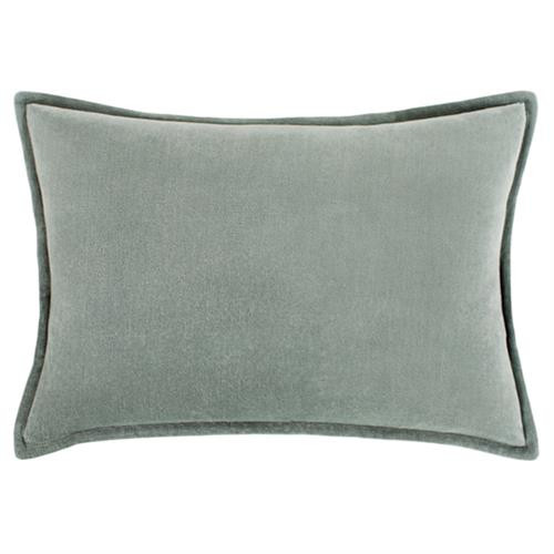 Anika Modern Classic Green Velvet Flange Down Lumbar Pillow - 13 x 19" | Kathy Kuo Home
