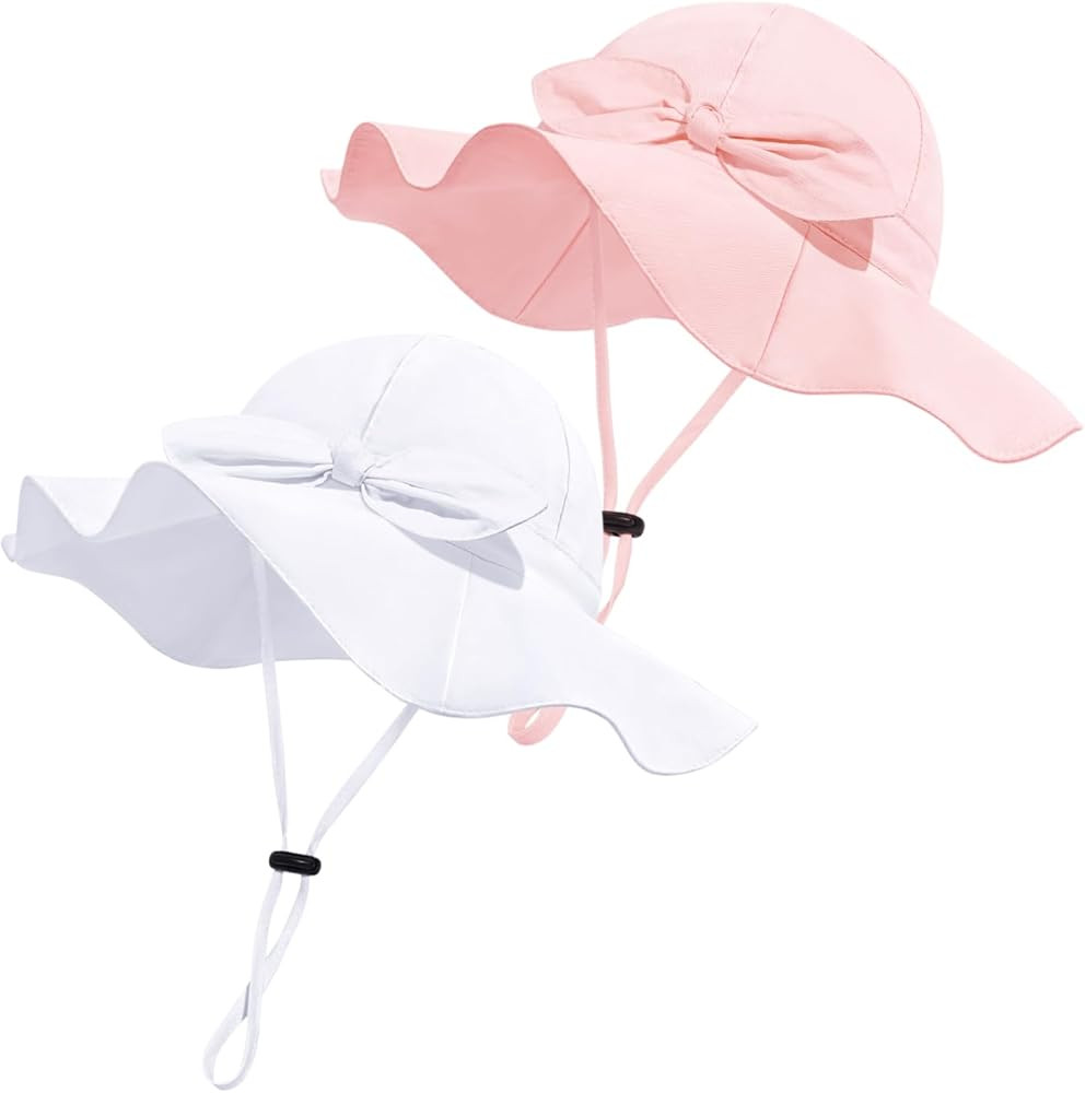Baby Girl Sun Hat with UPF 50+ Outdoor Adjustable Beach Hat with Wide Brim Bucket Hats | Amazon (US)