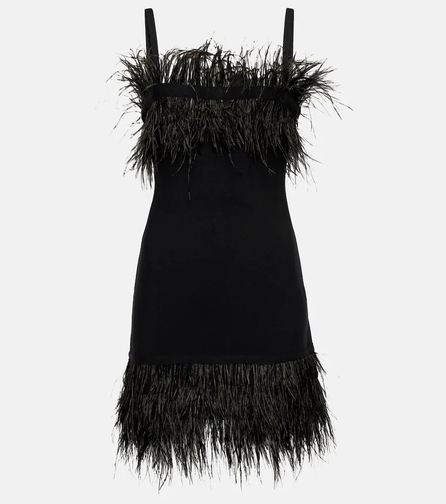 Staud Etta feather-trimmed knit minidress | Mytheresa (DACH)