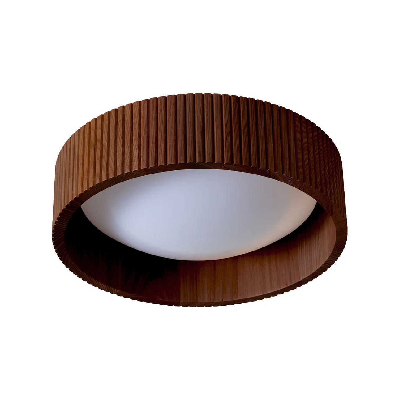 Tambo 14" Flush Mount Ceiling Light - Glass Diffuser, Weathered Brass, Dark Walnut, Dimmable | AllModern