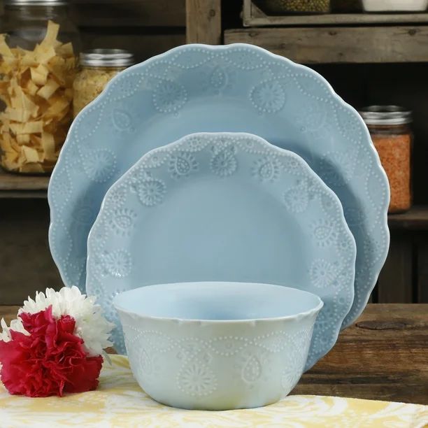 The Pioneer Woman Lace 12-Piece Dinnerware Set, Walmart Exclusive | Walmart (US)