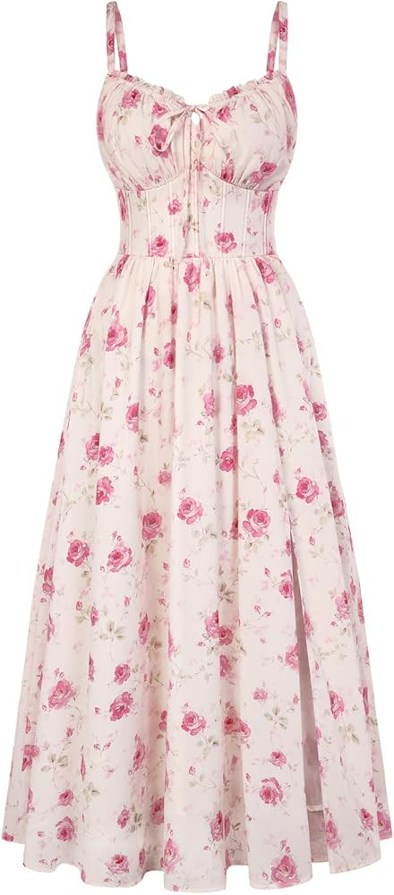 Scarlet Darkness Floral Dress for Women 2026 Corset Milkmaid Sundress Wedding Guest Dresses | Amazon (US)