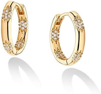 VACRONA Cubic Zirconia Huggie Earrings 14k Gold Plated Tiny Earrings Small Huggie Hoop Earrings S... | Amazon (US)