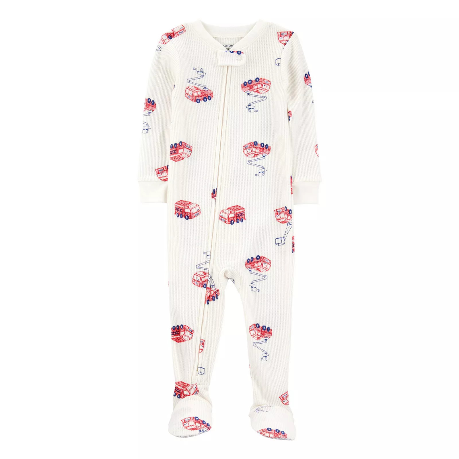 Baby Boy Carter's 1-pc. Fire Truck Thermal Footed Pajamas, Boy's, Size: 18 Months, Ivory | Kohl's