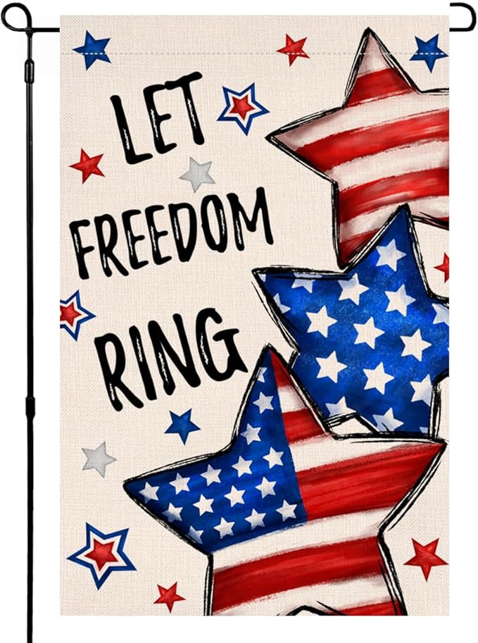 BLKWHT 4th of July Garden Flag 12x18 Vertical Double Sided Patriotic Stars Memorial Day Independe... | Amazon (US)