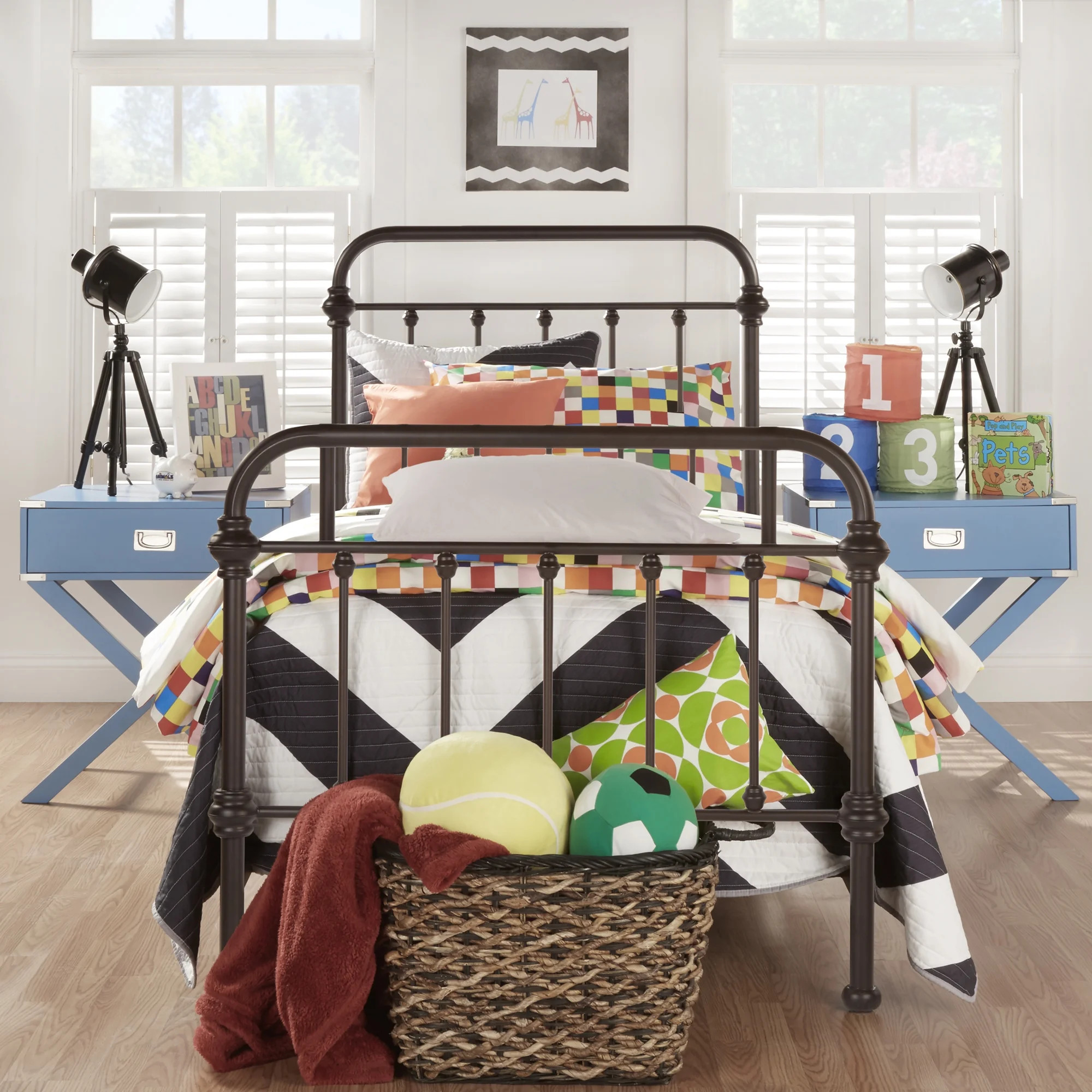 Weston Home Nottingham Metal Twin Bed, Antique Dark Bronze | Walmart (US)