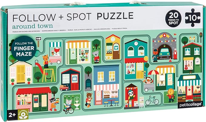 Petit Collage Follow + Spot Puzzle, Around Town, 10-Pieces – Large Puzzle for Kids, Completed E... | Amazon (US)
