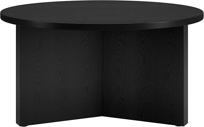 Henn&Hart 32" Round Wood Pedestal Coffee Table for Living Room, Family Room, Office, or Apartment... | Amazon (US)