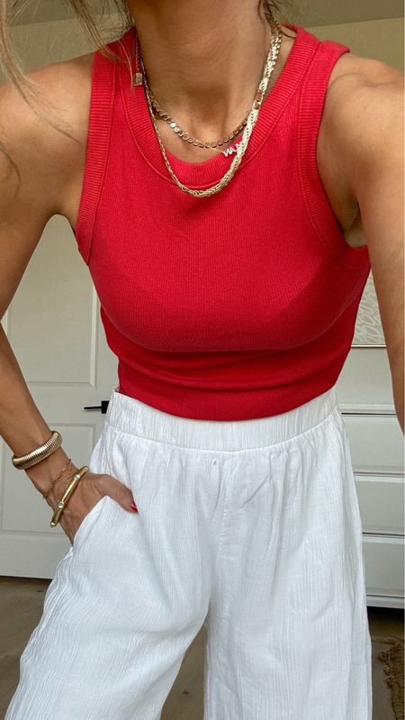 Sized up in the red tank and small shorts! 
Memorial Day outfit 


#LTKFindsUnder50 #LTKStyleTip #LTKFindsUnder100